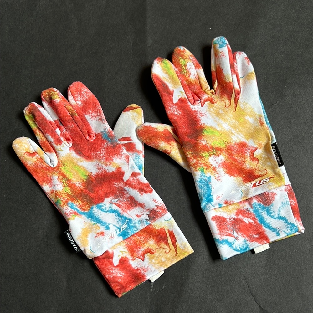 Seirus Orange Tie Dye Lightweight Gloves. Size Small/Medium unisex